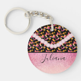 Cheetah Animal Print Pink Pearl Schlüsselanhänger