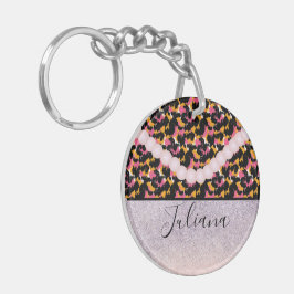 Cheetah Animal Print Pink Pearl Schlüsselanhänger