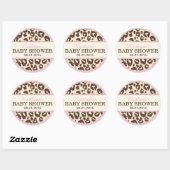 Cheetah Animal Print und Pink Baby Dusche Label Runder Aufkleber (Blatt)