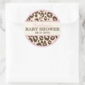 Cheetah Animal Print und Pink Baby Dusche Label Runder Aufkleber (Tasche)