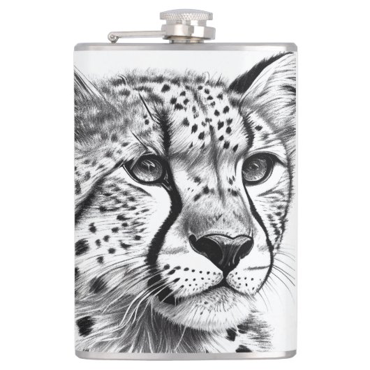 Cheetah Animal Wild Nature Illustration Line Epic Flachmann (Vorderseite)