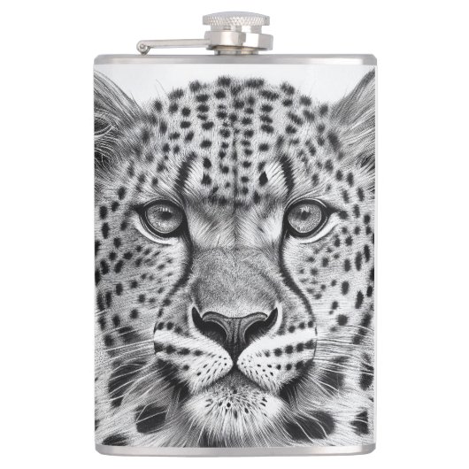 Cheetah Animal Wild Nature Illustration Line Epic Flachmann (Vorderseite)