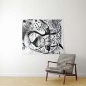 Cheetah Animal Wild Nature Illustration Line Epic Wandteppich (Beispiel (Horizontal))