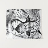 Cheetah Animal Wild Nature Illustration Line Epic Wandteppich (Vorderseite (Horizontal))