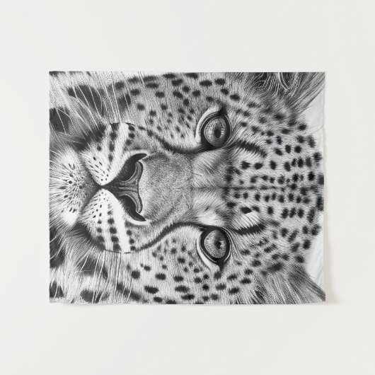 Cheetah Animal Wild Nature Illustration Line Epic Wandteppich (Vorderseite (Horizontal))