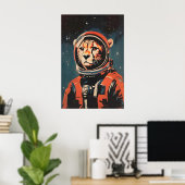 Cheetah Astronaut Poster, Cheetah Retro Print Poster (Heimbüro)