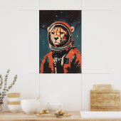 Cheetah Astronaut Poster, Cheetah Retro Print Poster (Küche)