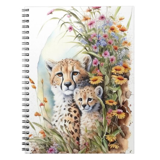 Cheetah Baby and Mama School Office Notebook Gesch Notizblock (Vorderseite)
