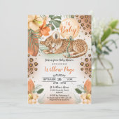 Cheetah Baby Dusche Einladung Safari Baby (Stehend Vorderseite)