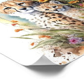 Cheetah Baby und Mama Aquarellmalerei Poster (Ecke)