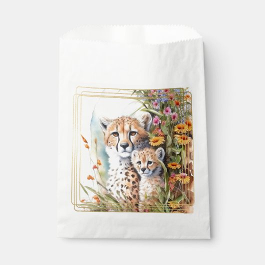 Cheetah Baby und Mama Geschenktütchen (Vorderseite)
