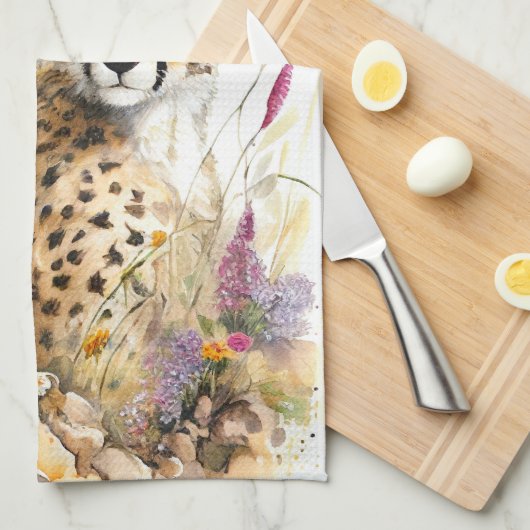 Cheetah Baby und Mama Geschirrtuch (Viertel Falte)