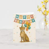 Cheetah Birthday Card - Fun Animal Party Design Karte (Gelbe Blume)
