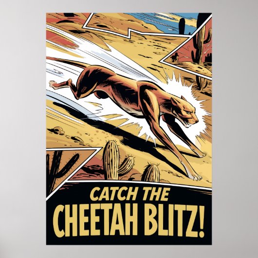 Cheetah Blitz Comic Style Speed Chase Poster (Vorne)