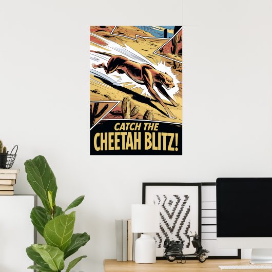 Cheetah Blitz Comic Style Speed Chase Poster (Heimbüro)