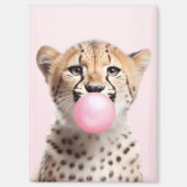 Cheetah Blown Pink Bubble Gum Magnet (Vorderseite)