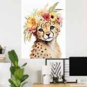 Cheetah Blume Kronkunst Kinderzimmer Poster (Heimbüro)