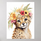 Cheetah Blume Kronkunst Kinderzimmer Poster (Vorne)