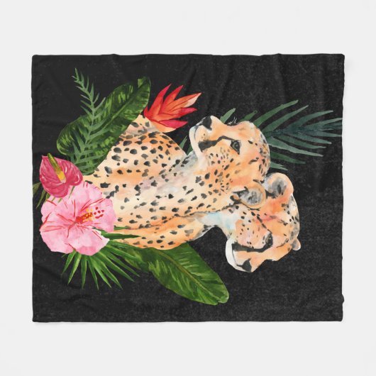 Cheetah Bouquet Fleecedecke (Vorderseite (Horizontal))