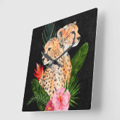 Cheetah Bouquet Quadratische Wanduhr (Winkel)