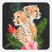 Cheetah Bouquet Quadratischer Aufkleber (Vorderseite)