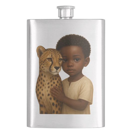 Cheetah & Boy: Bond of the wild and innocent Flachmann (Vorderseite)