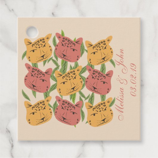 Cheetah Brautparty Jungle Pflanze Geschenkanhänger (Vorderseite)