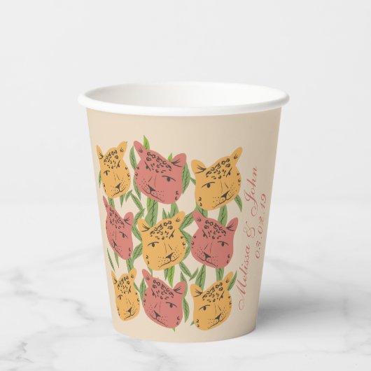 Cheetah Brautparty Jungle Pflanze Pappbecher (Vorderseite)