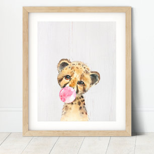 Cheetah Bubble Jungle Safari Kinderzimmer-Kunstpri Poster