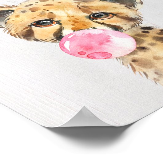 Cheetah Buble Jungle Safari Kinderzimmer Kunstdruc Poster (Ecke)