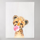 Cheetah Buble Jungle Safari Kinderzimmer Kunstdruc Poster (Vorne)