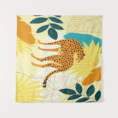 Cheetah bunte tropische Blätter Tapete werfen Wandteppich (Vorderseite (Horizontal))