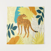 Cheetah bunte tropische Blätter Tapete werfen Wandteppich (Vorderseite)