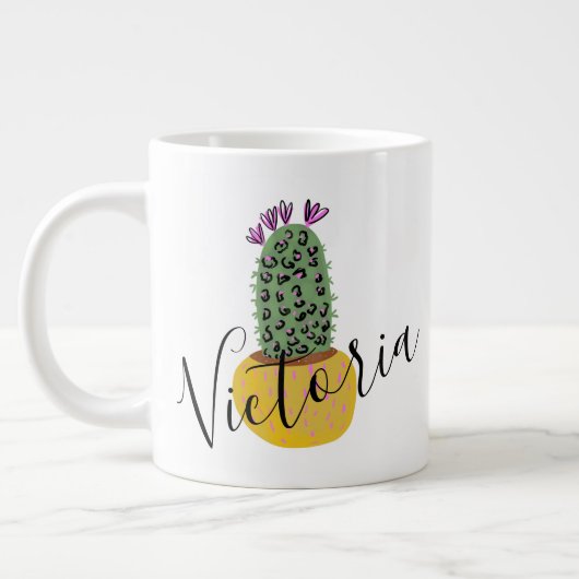 Cheetah Cactus Illustration Name Giant Coffee Tass Jumbo-Tasse (Links)