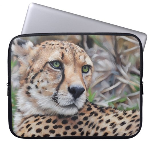 Cheetah Cat Nature Laptop Sleeve Cover (Vorderseite)