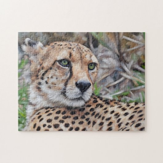 Cheetah Cat Wilde Kunst Naturpuzzle Puzzle (Horizontal)