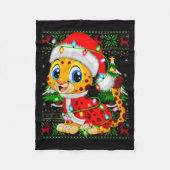 Cheetah Christmas Lights Santa Costume Ugly Xmas S Fleecedecke (Vorderseite)