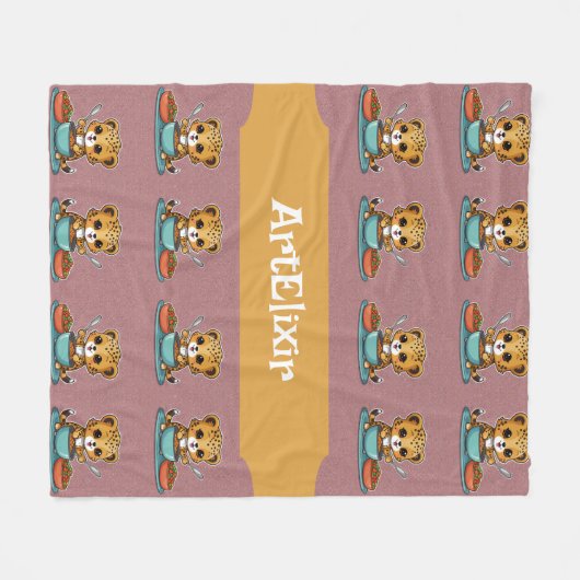 Cheetah Cooking Pattern Fleecedecke (Vorderseite (Horizontal))