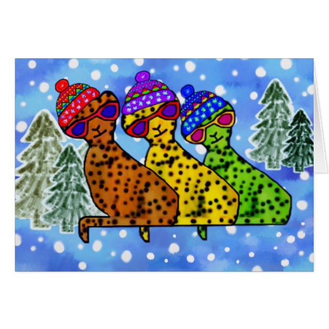 Cheetah-coole Katzen-Schnee-Tageskarten (Vorderseite (Horizontal))