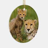 Cheetah Cub and Parque in Gras Keramik Ornament (Rechts)