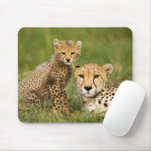 Cheetah Cub and Parque in Gras Mousepad (Mit Mouse)