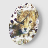 Cheetah Cub Fraktal Wall Clock Große Wanduhr (Winkel)