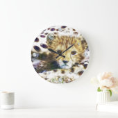 Cheetah Cub Fraktal Wall Clock Große Wanduhr (Zuhause)