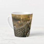 Cheetah Cub Snuggling mit seiner Mama Milchtasse (Linke Ecke)