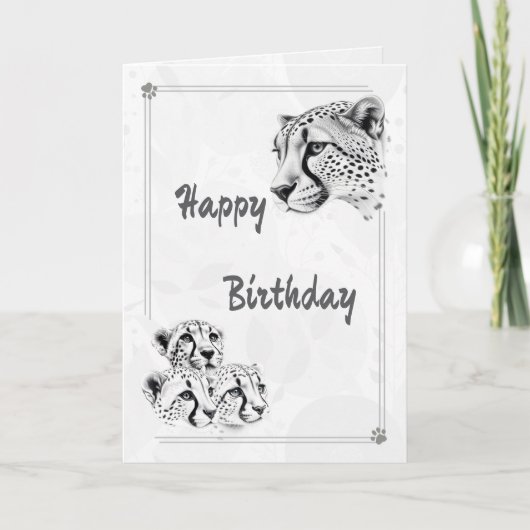 Cheetah & Cubs Wildlife Inspiration Birthday Card Karte (Vorderseite)