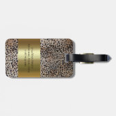 Cheetah Digital Leather Gold Metallic Monogram Lug Gepäckanhänger (Rückseite horizontal)