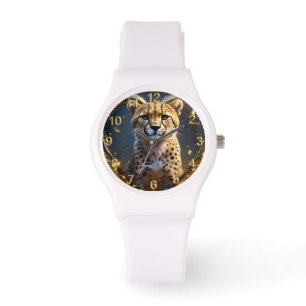 Cheetah: Ein goldenes Liebe Herz Armbanduhr