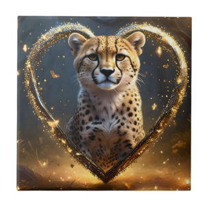 Cheetah: Ein goldenes Liebe Herz Fliese