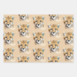 Cheetah Face Geschenkpapier Set