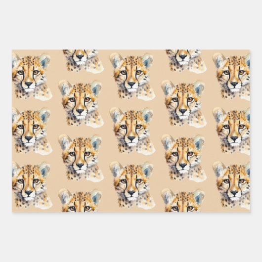 Cheetah Face Geschenkpapier Set (Vorderseite)